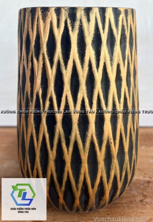 Chậu Tròn Giọt Nước Hoa Văn Kim Cương_10