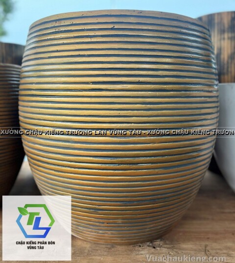 Chậu trứng tròn hoa văn sọc ngang