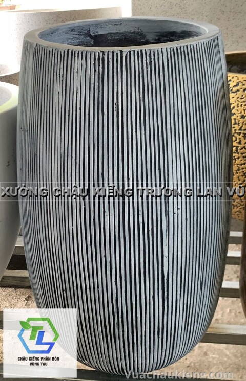 Chậu Xi Măng Oval Sọc Dọc 35-65cm