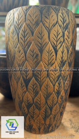 Chậu xi măng tròn hoa văn lá_10