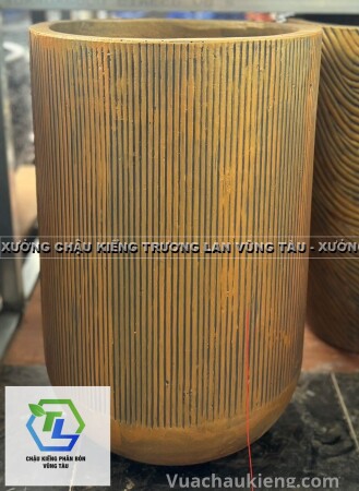 Chậu Xi Măng Trụ Tròn Hoa Văn Dọc_10